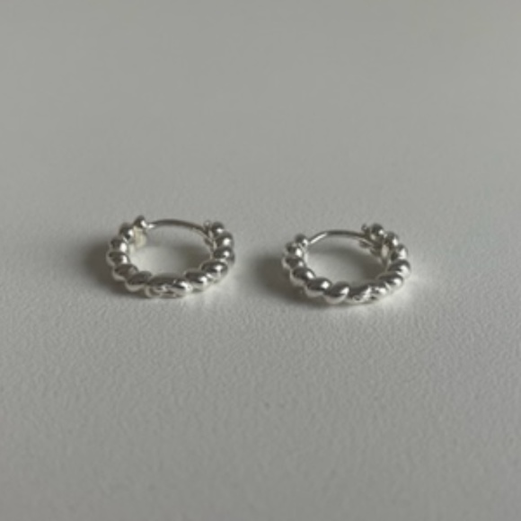 Delicate Collection Demi-Fine 14k Plated Puffed Huggie Hoop - Picture 3 of 4